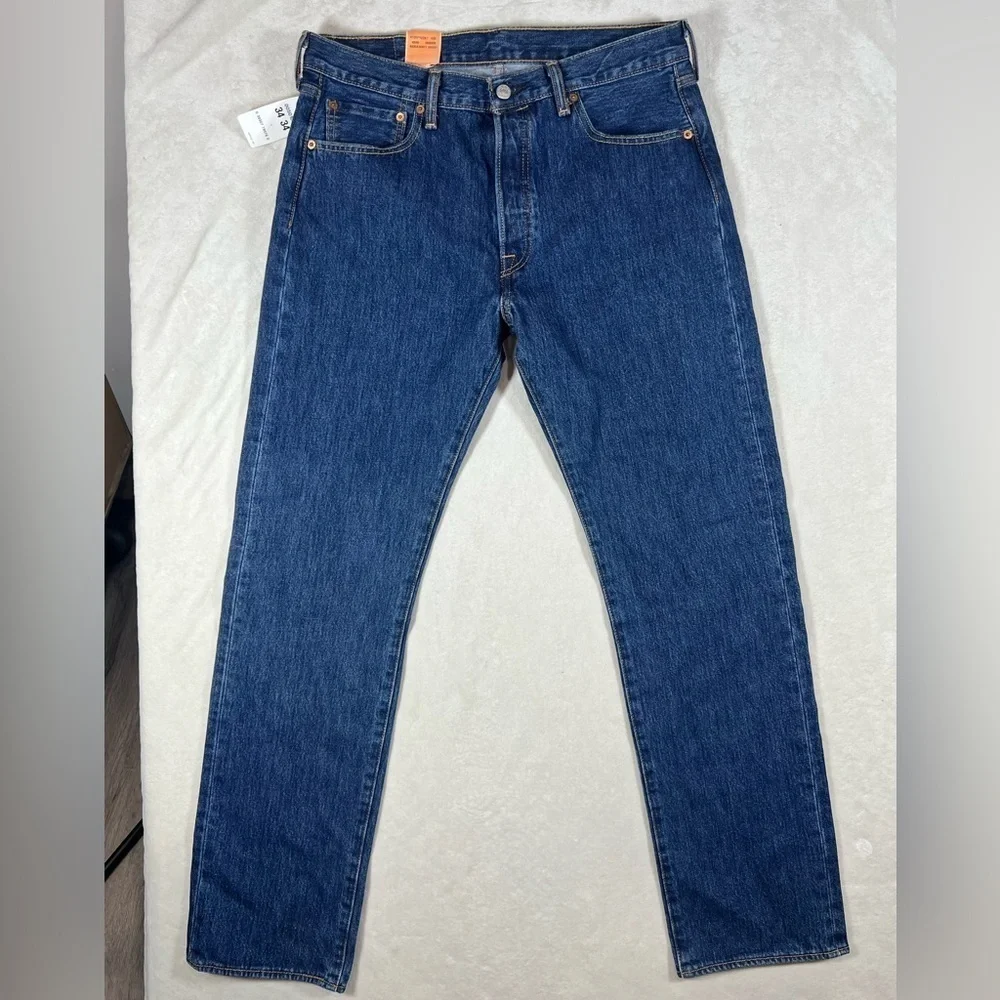 NWT 34W 34L Levi's 501 Men's Classic Indigo Straight Jeans